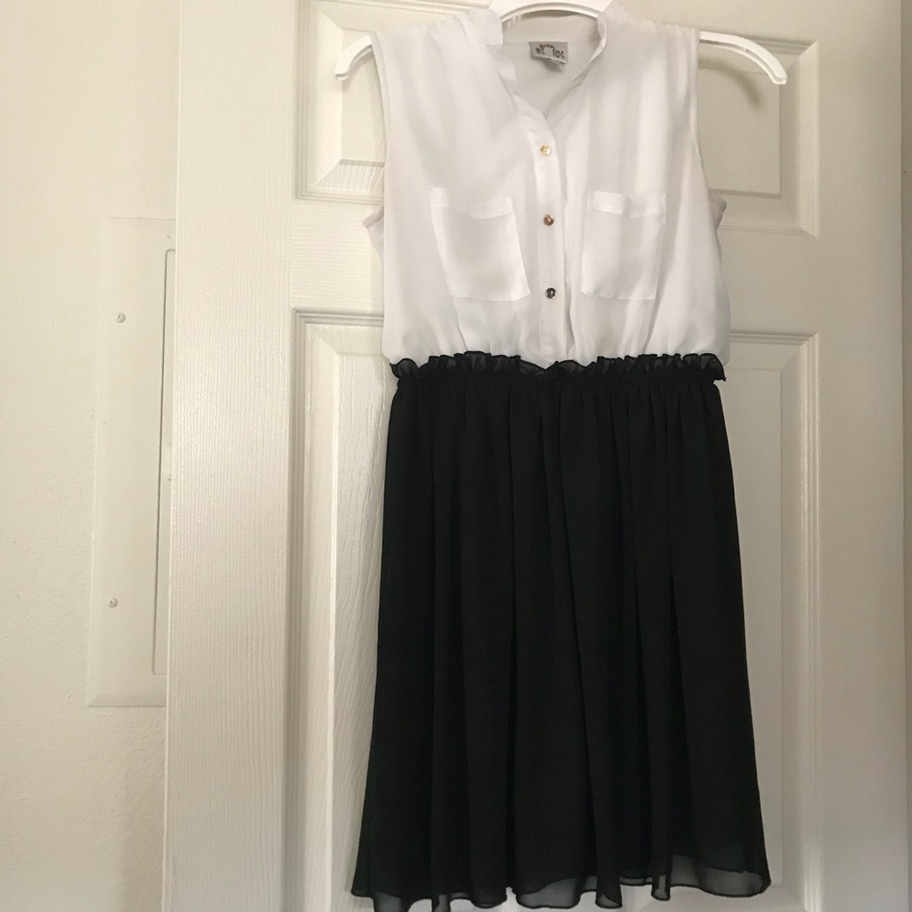 White and black collared dress